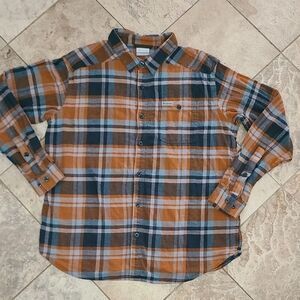 Columbia Men's Plaid Button-Down Flannel- Rust and Navy
